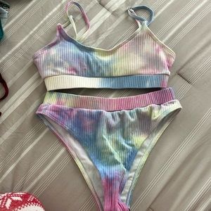 Shein rainbow bikini, size small, never worn